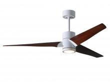  SJ-WH-WN-60 - Super Janet three-blade ceiling fan in Gloss White finish with 60” solid walnut tone blades and