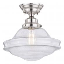  C0197 - Huntley 12-in Semi Flush Ceiling Light Clear Glass Satin Nickel