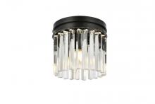  1208F12MB/RC - Sydney 3 Light Matte Black Flush Mount Clear Royal Cut Crystal