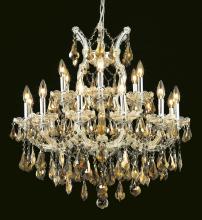  2801D30C-GT/RC - Maria Theresa 19 Light Chrome Chandelier Golden Teak (Smoky) Royal Cut Crystal