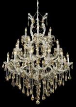  2801D38C-GT/RC - Maria Theresa 28 Light Chrome Chandelier Golden Teak (Smoky) Royal Cut Crystal