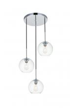  LD2208C - Baxter 3 Lights Chrome Pendant With Clear Glass