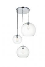  LD2218C - Baxter 3 Lights Chrome Pendant With Clear Glass