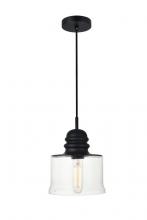  LD2253BK - Kenna 1 Light Black Pendant with Clear Glass