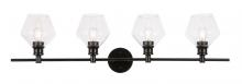  LD2320BK - Gene 4 Light Black and Clear Glass Wall Sconce