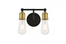  LD4028W9BRB - Serif 2 Light Brass and Black Wall Sconce