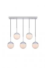  LD6082C - Eclipse 5 Lights Chrome Pendant With Frosted White Glass