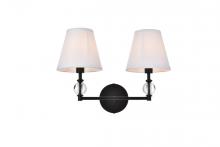  LD7022W15BK - Bethany 2 lights bath sconce in black with white fabric shade