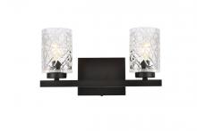  LD7026W14BK - Cassie 2 lights bath sconce in black with clear shade