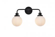  LD7032W19BK - Hanson 2 lights bath sconce in black with frosted shade