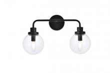  LD7033W19BK - Hanson 2 lights bath sconce in black with clear shade