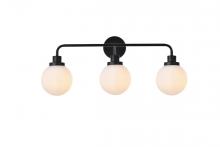  LD7034W28BK - Hanson 3 lights bath sconce in black with frosted shade