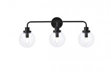  LD7035W28BK - Hanson 3 lights bath sconce in black with clear shade