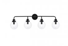  LD7037W38BK - Hanson 4 lights bath sconce in black with clear shade