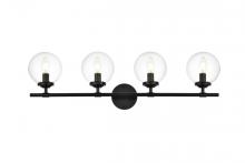  LD7302W33BLK - Ingrid 4 light Black and Clear Bath Sconce