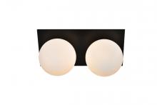  LD7304W14BLK - Jillian 2 light Black and frosted white Bath Sconce