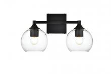  LD7308W16BLK - Foster 2 Light Black and Clear Bath Sconce