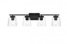  LD7312W32BLK - Merrick 4 light Black and Clear Bath Sconce