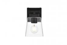  LD7312W5BLK - Merrick 1 light Black and Clear Bath Sconce