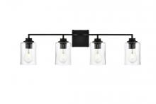  LD7314W32BLK - Ronnie 4 Light Black and Clear Bath Sconce