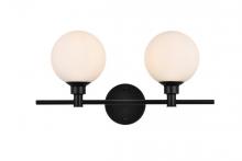  LD7317W19BLK - Cordelia 2 light Black and frosted white Bath Sconce