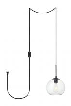  LDPG2206BK - Baxter 1 Light Black plug-in pendant With Clear Glass