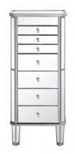  MF6-1003SC - 7 Drawer Jewelry Armoire 18 in. x 12 in. x 41 in. in silver Clear