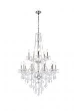  V7815G33C-GT/RC - Verona 15 Light Chrome Chandelier Golden Teak (Smoky) Royal Cut Crystal