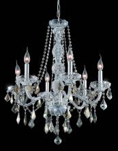  V7856D24C-GT/RC - Verona 6 Light Chrome Chandelier Golden Teak (Smoky) Royal Cut Crystal