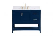  VF16042BL-BS - 42 Inch Single Bathroom Vanity in Blue with Backsplash