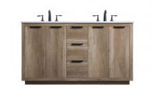  VF19460DNT - 60 Inch Double Bathroom Vanity In Natural Oak