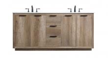  VF19472DNT - 72 Inch Double Bathroom Vanity In Natural Oak