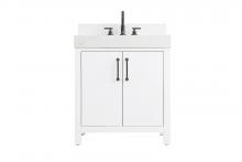  VF60630WH-BS - 30 inch Single Bathroom Vanity In White with backsplash