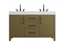  VF60654DMCB - 54 inch Double Bathroom Vanity In Chestnut Brown