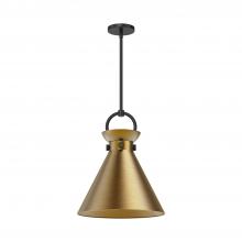  PD412014MBAG - Emerson 14-in Matte Black/Aged Gold 1 Light Pendant