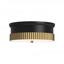  FM416114MBBG - Rue 14-in Matte Black/Brushed Gold 3 Lights Flush Mount