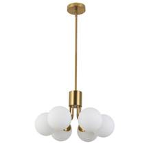  AMA-186P-AGB - 6LT Halogen Pendant, AGB w/ WH Opal Glass