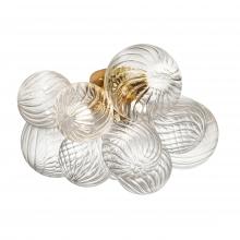  CLZ-143FH-AGB - 3 Light Flush Mount, Aged Brass w/ Clear Spiral Glass