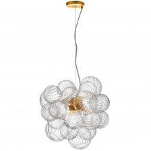  CLZ-206P-AGB - 6 Light Halogen Pendant Aged Brass with Clear Spiral Glass