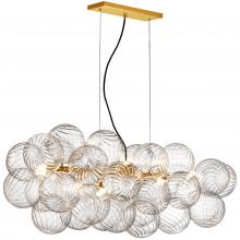  CLZ-418HP-AGB - 10 Light Halogen Horizontal Pendant Aged Brass with Clear Spiral Glass