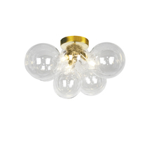  CMT-143FH-CLR-AGB - 3 Light Halogen Flush Mount, Aged Brass with Clear Glass