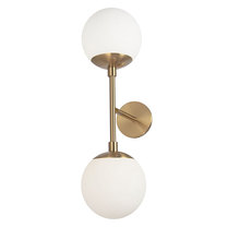  DAY-232W-AGB - 2 Light Halogen Aged Brass Wall Sconce w/ White Glass