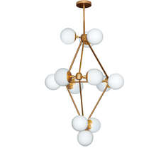  DMI-3612C-GLD - 12LT Chandelier, Gold Finish w/White Glass Balls