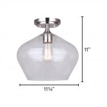  IFM1102A12BN - CONALL, IFM1102A12BN -G-, 1 Lt Flushmount, Clear Glass, 60W Type A, 11.75inch W x 11inch H, Easy Con