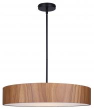  IPL318A04BKW22 - Dexter 60-Watt 4 Light Matte Black Contemporary Pendant with Wood Faux Wood Shade