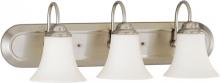  60/1914 - 3-Light Vanity Fixture in Brushed Nickel Finish with White Satin Glass and (3) 13W GU24 Bulbs