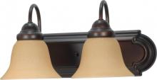  60/3121 - 2-Light 18" Vanity Lighting Fixture in Mahogany Bronze Finish with Champagne Linen Glass and (2)