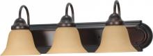  60/3122 - 3-Light 24" Vanity Lighting Fixture in Mahogany Bronze Finish with Champagne Linen Glass and (3)