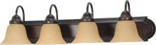  60/3123 - 4-Light 30" Vanity Lighting Fixture in Mahogany Bronze Finish with Champagne Linen Glass and (4)