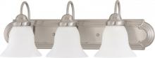  60/3323 - 3-Light Vanity Fixture in Brushed Nickel Finish with Frosted White Glass and (3) 13W GU24 Lamps